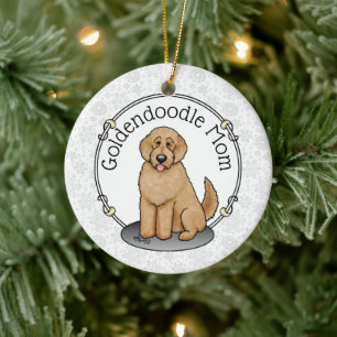 Adorno De Cerámica Goldendoodle Mom Doodle Mom (rojo dorado)