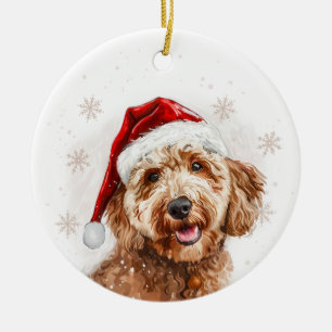 Adorno De Cerámica Goldendoodle Perro Navidad Personalizado