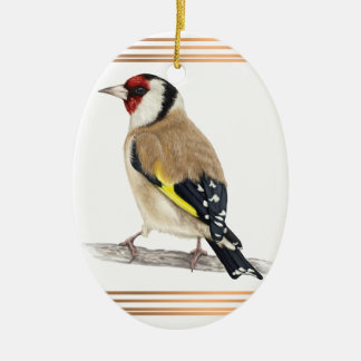 Adorno De Cerámica Goldfinch enmarcado con líneas de oro