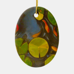 Adorno De Cerámica Goldfish Koi Pond Water Lilies