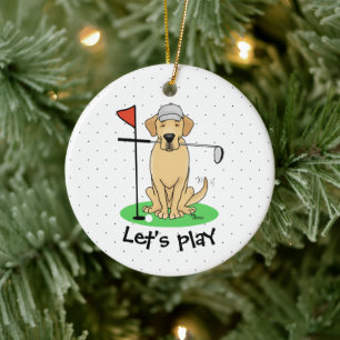 Adorno De Cerámica Golf Amarillo Labrador Recuperador (yel 3) Perro -