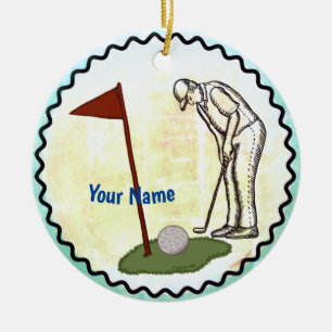 Adorno De Cerámica Golf Bandera
