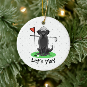 Adorno De Cerámica Golf Black Labrador Recuperever Dog - Cute