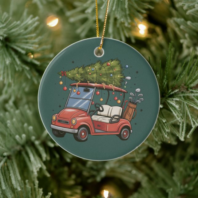 Adorno De Cerámica Golf Cart Christmas Tree Golf Lover Gift (Árbol)