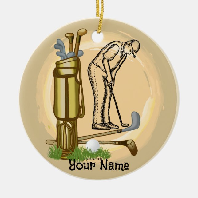 Adorno De Cerámica Golf de los antiguos clubes de golf (Frente)