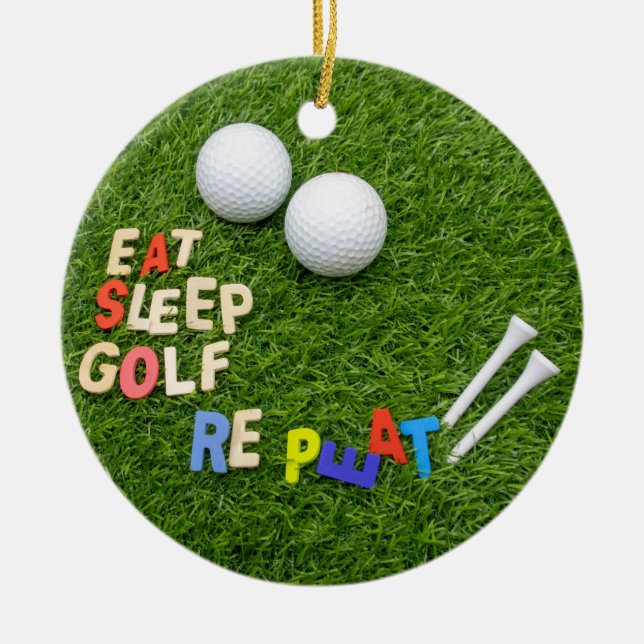 Adorno De Cerámica Golf: dormir, jugar golf (Frente)