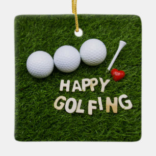 Adorno De Cerámica Golf en césped verde Feliz golf