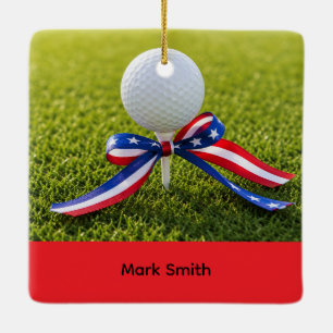 Adorno De Cerámica GOLF Feliz 4 de Julio para Golfista