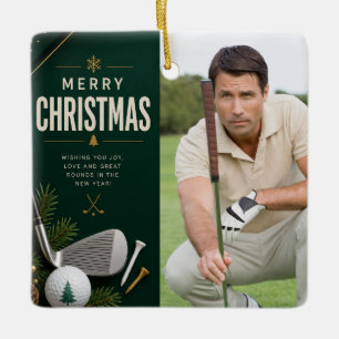 Adorno De Cerámica Golf Navidad Crea tu propia foto de golfista