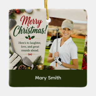Adorno De Cerámica Golf Navidad Crea tu propia foto de golfista 