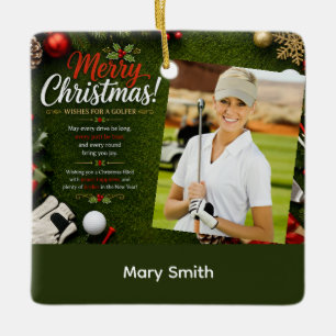 Adorno De Cerámica Golf Navidad Crea tu propia foto de golfista 