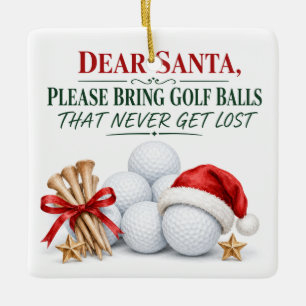 Adorno De Cerámica Golf Navidad Querido Santa