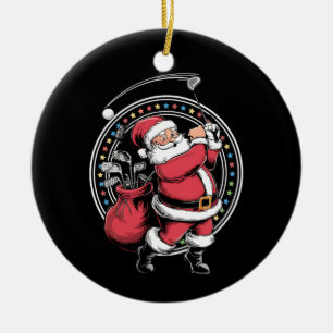 Adorno De Cerámica Golf Oh Navidades Santa Claus Vintage Golfer Golfi