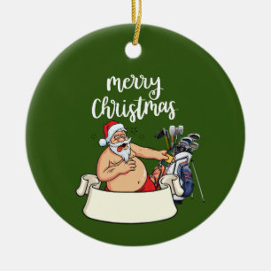 Adorno De Cerámica Golf Santa Claus: golf para Navidades