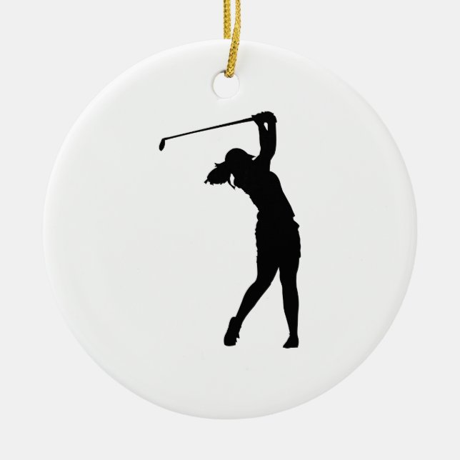 Adorno De Cerámica Golfer Golf Sports Person Silhouette Snow Globe (Frente)