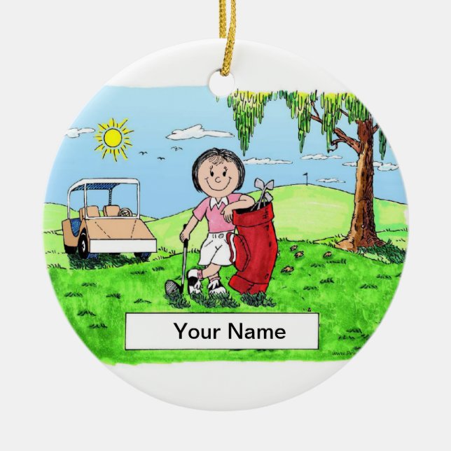 Adorno De Cerámica Golfer - Mujer (Frente)