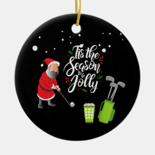 Adorno De Cerámica Golfer Santa Claus está jugando golf bajo Navidad