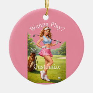 Adorno De Cerámica Golfista Femenina En Forma Thunder_Cove