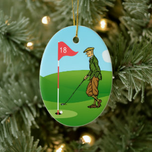Adorno De Cerámica Golfistas masculinos: 1 Golfie y 1 Salto
