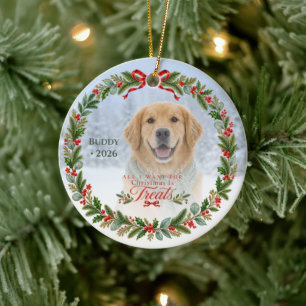 Adorno De Cerámica Golosinas Navideñas Divertidas Foto de Perro