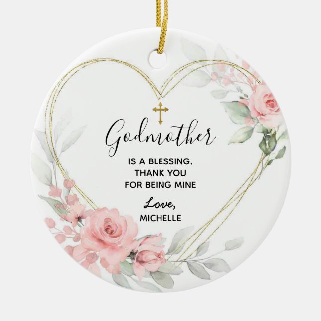 Adorno De Cerámica Gómesis cardíaca Rubor Pink Floral Godwoman (Frente)