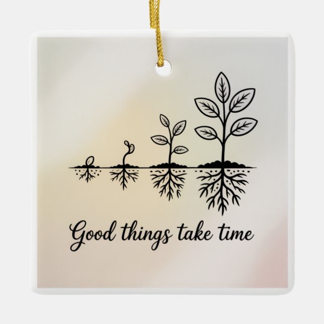 Adorno De Cerámica Good Things Take Time (Anverso)