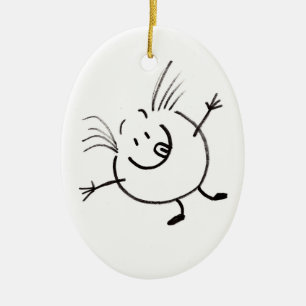 Adorno De Cerámica Goofy Doodle Guy Oval Ornament