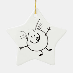Adorno De Cerámica Goofy Doodle Guy Star Ornament
