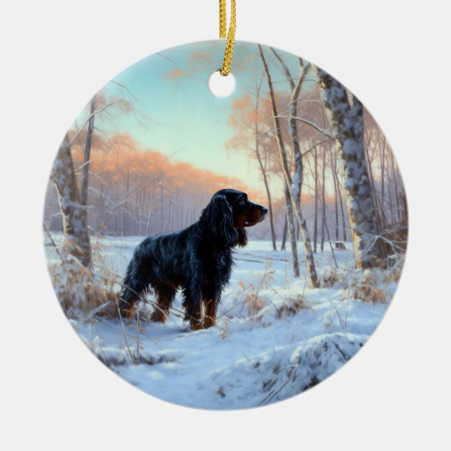 Adorno De Cerámica Gordon Setter Let It Snow Navidades (Frente)