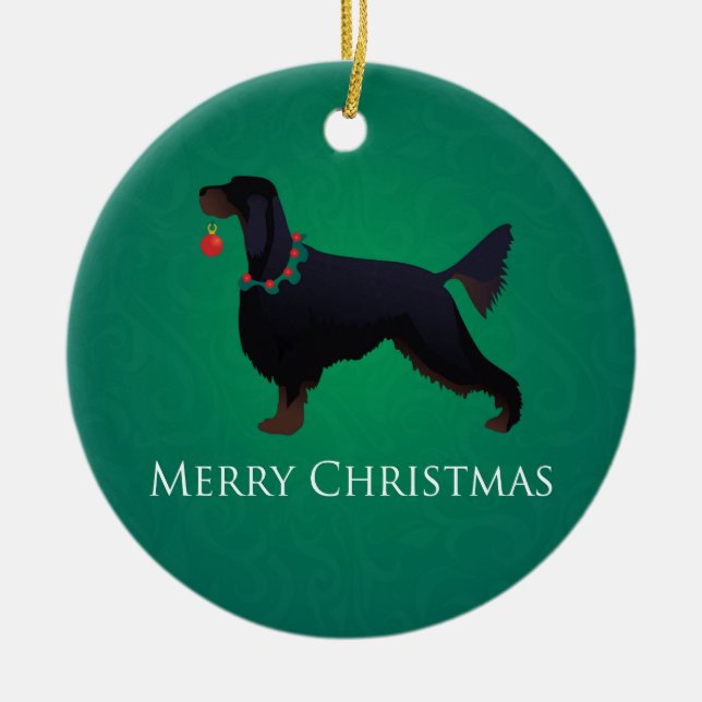 Adorno De Cerámica Gordon Setter Merry Christmas Design (Frente)