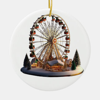 Adorno De Cerámica Gorgeous Ferris Wheel Ceramic Christmas Pendant - 