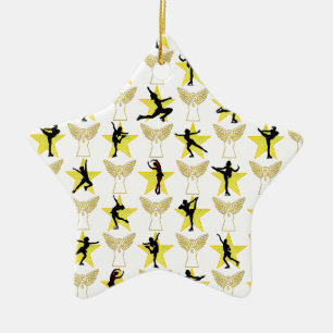 ADORNO DE CERÁMICA GORGEOUS GOLD FIGURE SKATING NAVIDADES DISEÑOS