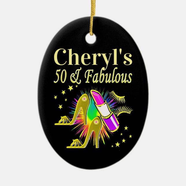 ADORNO DE CERÁMICA GORGEOUS GOLD PERSONALIZADO DE 50 AÑOS (Frente)