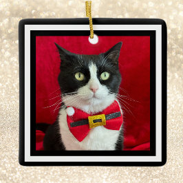 Adorno De Cerámica Gorgeous Tuxedo Cat Christmas Ornament 