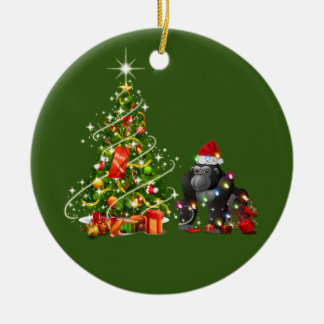 Adorno De Cerámica Gorila con Navidades Gorras LIGHTS