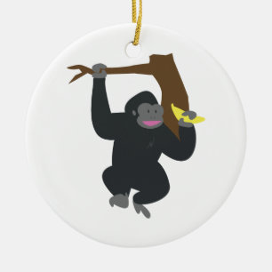 Adorno De Cerámica Gorila en el árbol