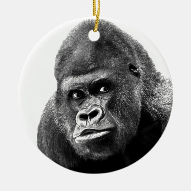 Adorno De Cerámica Gorilla blanca negra (Frente)