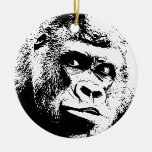 Adorno De Cerámica Gorilla de arte pop blanco negro