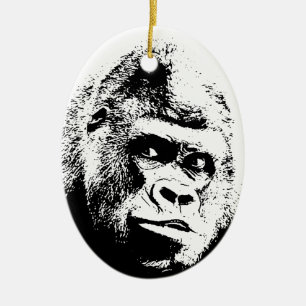 Adorno De Cerámica Gorilla de arte pop blanco negro