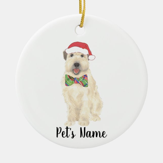 Adorno De Cerámica Gorra de Bow Tie de Navidades Terrier Personalizad (Frente)