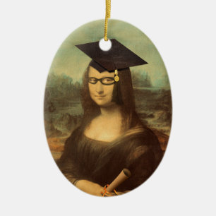 Adorno De Cerámica Gorra de Graduación Mona Lisa