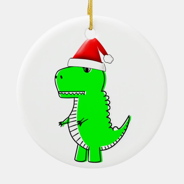 Adorno De Cerámica Gorra de Navidades de T Rex Cute Dino Santas (Atrás)