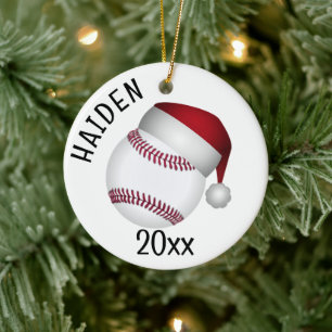 Adorno De Cerámica Gorra de Santa de béisbol Navidad