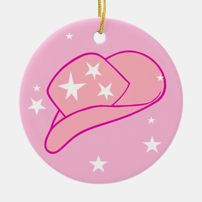 Adorno De Cerámica Gorra occidental moderna de vaca, rosa (Frente)