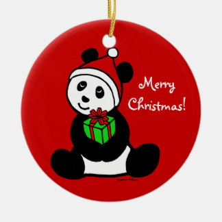 Adorno De Cerámica Gorra personalizado de Santa de la panda del