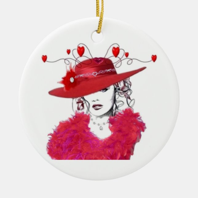 Adorno De Cerámica gorra rojo para el árbol (Frente)