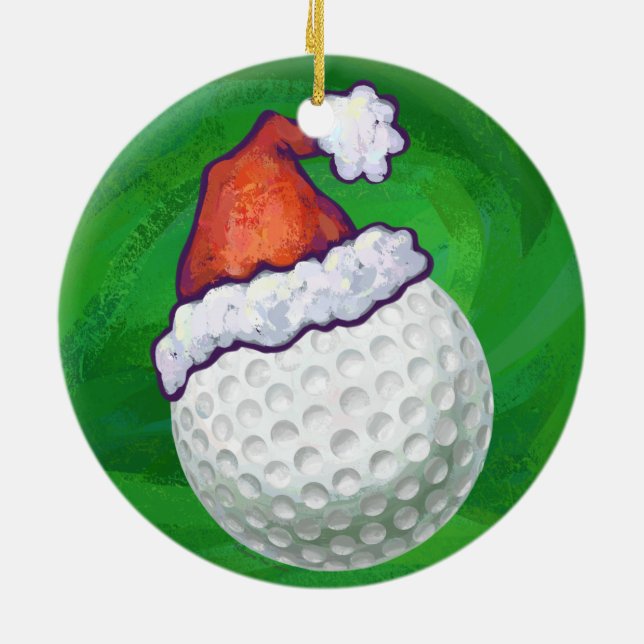 Adorno De Cerámica Gorras de Navidades de Golf Ball (Atrás)