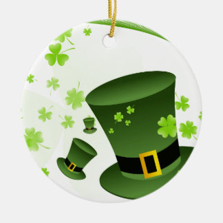 Adorno De Cerámica Gorras del Leprechaun con 4 tréboles de la hoja