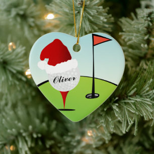 Adorno De Cerámica Gorras Navidades del Golf Ball Santa
