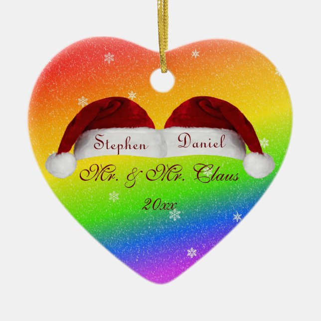 Adorno De Cerámica Gorras y arco iris de Santa (Frente)